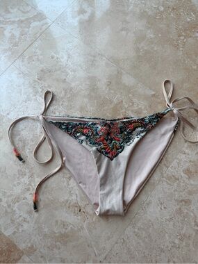 Blush Embroidered Side-Tie Bikini Bottom